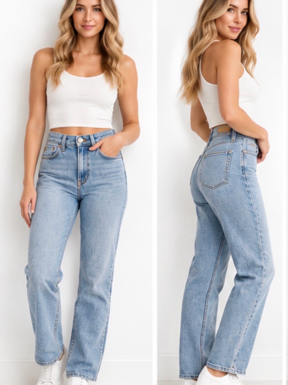 Abercrombie Curve Love ’90s Slim Straight Ultra High Rise Jeans 26/2R Light Wash